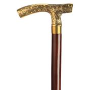 Ajuny Bastone da Passeggio per Uomini Donne Anziani Canne in Legno Pomello Decorativo Cromato Canna Formale Stile Fritz Pieghevole Antiscivolo con Manico in Ottone Bastoni da Trekking 36 Pollici