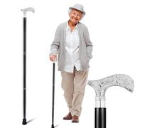 Ajuny Bastoni da Passeggio per Uomini Donne Anziani Resistenti Pieghevoli Antiscivolo in Legno con Manico Decorativo in Ottone Finitura Argento Bastoncini da Trekking in Canna di Legno 36 Pollici