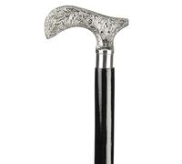 Ajuny Bastoni da Passeggio per Uomini Donne Anziani Resistenti Pieghevoli Antiscivolo in Legno con Manico Decorativo in Ottone Finitura Argento Bastoncini da Trekking in Canna di Legno 36 Pollici