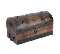 Ajuny Baule del Tesoro Pirata Decorativo Fatto a mano in Legno Scatola Portagioie con Strisce di Conchiglie Motivo Floreale Portaoggetti da Viaggio Ottimo come Regalo 11x6 Pollici