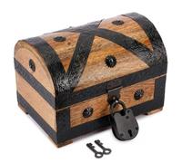 Ajuny Baule del Tesoro Pirata in Legno con Strisce di Conchiglie 9x6