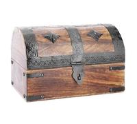 Ajuny Baule del Tesoro Pirata in Legno Fatto a Mano 23×15×15 cm (9×6×6 pollici) - Scatola Portagioie Vintage con Strisce di Conchiglie, Organizer Gioielli e Ricordi, Decorazione Casa, Idea Regalo