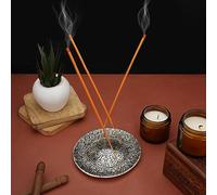 Ajuny Bruciatore di Incenso Rotondo in Alluminio con Raccoglitore di Cenere Finitura Argento Stile Tibetano 11 cm Porta Incenso Accessori Spirituali Decorativi Arredamento per la casa Fragranza