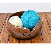 Ajuny Filato Ciotola con Grande In Legno Filato Filo Guida Fori Fatto a Mano Elegante Design Filato Palla Supporto per Uncinetto e Lavoro a Maglia Ciotola Artigianato Archiviazione Regalo(7x3 Pollici)