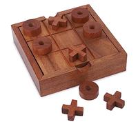 Ajuny Gioco del Tris in Legno - Gioco da Tavolo per Bambini e Adulti con Scatola Portaoggetti Tavolo da Salotto Decorazione Divertimento in Famiglia Serata Classico Viaggio Giochi Regali