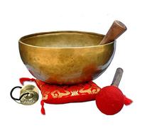 Ajuny Himalayan Sound Healing Singing Bowl Meditazione Mano Martellato Pianura Bengalese Bengalese Bengalese Ciotole con cuscino attaccante e bacchetta per batteria, diametro 21,5 cm