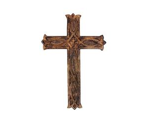 Ajuny Placca da parete in legno a forma di croce celtica, decorazione religiosa per la casa, dimensioni 30,5 x 20,3 cm