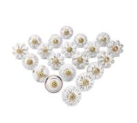 Ajuny Pomelli Ceramica Bianco Dorato Set 20 Maniglie Mobili Cucina Bagno