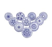 Ajuny Pomelli Ceramica Blu Bianco Set 10 Mobili Armadi Cassetti Cucina