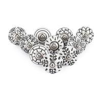 Ajuny, Pomelli in ceramica bianca con incisioni per armadietti, cassettiere, cassetti e mobili, dipinti a mano, motivo floreale antico (bianco con incisione, confezione da 10), finitura lucida