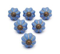 Ajuny Pomelli in Ceramica Blu Set di 6 per Cassetti, Armadi e Mobili