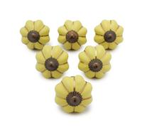 Ajuny Pomelli in ceramica Dipinti a Mano Gialla per Cassetti di Mobili e Credenze per Cucina Bagno Cassettiera Maniglie Decorative con Finitura Lucida Set di 6 Pomelli a Forma di Zucca