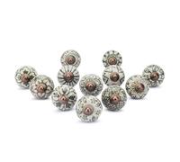 Ajuny Pomelli in Ceramica Dipinti a mano per Cassetti ante e Mobili per Cucina Bagno Cassettiera Maniglie Decorative Finitura Lucida Verde Confezione da 12