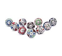 Ajuny Pomelli in Ceramica Dipinti a Mano Set 10 - Motivo Floreale Multicolore, Vite 65 mm con Piastrina, per Ante Armadi, Cassetti, Comodini, Cucina e Bagno
