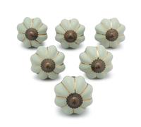 Ajuny Pomelli in ceramica Dipinti a Mano Verde Pastello per Cassetti di Mobili e Credenze per Cucina Bagno Cassettiera Maniglie Decorative con Finitura Lucida Set di 6 Pomelli a Forma di Zucca