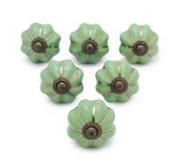 Ajuny Pomelli in Ceramica Verde Set di 6 a Zucca per Mobili e Cassetti
