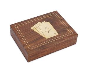 Ajuny Porta Carte Da Gioco In Legno Con 2 Mazzi Di Carte 'Ace' Giocare Scatola Organizer Elegante Per Due Mazzi Ideale Per Poker Giochi Di Carte E Regalo Di Benvenuto Per Lui E Per Lei