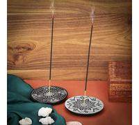 Ajuny Porta Incenso in Marmo Fatto a mano Floreale Intagliati - Torre di Incenso Perfetta per Regalare Decorazioni per la Casa Cucina Bruciatore di Incenso Raccogli Cenere - 4 pollici, Set da 2