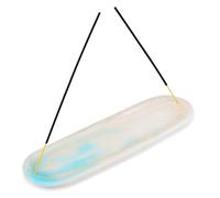 Ajuny Porta Incenso per Bastoncini Bruciatore di Incenso in Resina con Raccoglitore di Cenere Accessori per la Meditazione per Casa Ufficio Spa Hotel Regalo Bianco e Azzurro 10.5 pollici