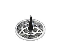 Ajuny Porta Incenso Rotondo in Alluminio Bruciatore per Coni Votivi Pilastro per Cenere Finitura Argento Fiore Tibetano 8.7 cm Accessori per la Meditazione Decorazione Spirituale per la casa