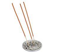 Ajuny Porta Incenso Rotondo in Alluminio Serpente Tibetano Argento 9 cm Zen