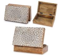 Ajuny Portaoggetti Decorativa Artigianale in Legno con Design Celtico Bianca Multiuso Organizer per Tesori Portaoggetti da Viaggio di gioielli Scatola Porta Orologi Regali 8x5 Pollici