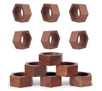 Ajuny Portatovaglioli In Legno Set Di 12 Decorativi a Forma Esagonal 1,5 Pollici Portatovaglioli Per Apparecchiare La Tavola Feste Di Matrimonio Eventi Uso Quotidiano