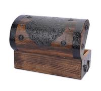 Ajuny Scatola del Tesoro Pirata in Legno Realizzata a mano Scatola Portaoggetti Decorativa e Vintage con Strisce di Conchiglie Organizer per Gioielli e Cianfrusaglie Regalo per Casa 11x6 pollici