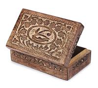 Ajuny Scatola in Legno Decorativa Intagliato a mano Intaglio Occhio della Verità Vintage Portaoggetti da Viaggio Portagioie Ottimo Regalo 8x5 pollici