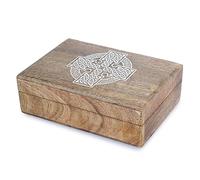 Ajuny Scatola Portagioie Decorativa in Legno Fatta a Mano con Design a Croce Celtica Multiuso Organizer per Riporre Cianfrusaglie Collane Orologi Fantastici Regali - 8x5 pollici