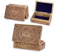 Ajuny Scatola Portagioie Decorativa in Legno Intagliato a Mano con Albero Della Vita - Cofanetto Vintage per Ricordi, Organizer da Viaggio, Gioielli e Oggetti Preziosi Ottima Idea Regalo 20x13 cm
