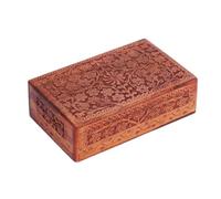 Ajuny Scatola Portagioie Legno Floreale Scrigno Tesoro 8x5 Regalo
