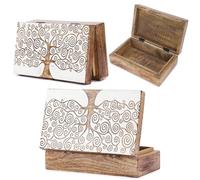 Ajuny Scatola Portaoggetti Decorativa Artigianale in Legno con Albero Della Vita Design Bianco Multiuso Organizer da Viaggio Portaoggetti Porta Orologi Regali 8x5 Pollici