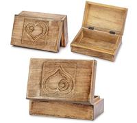 Ajuny Scatola Portaoggetti Decorativa in Legno Realizzata a mano con Design a Cuore Vintage Multiuso per Conservare Collane Orologi Scatole Portaoggetti Regali 8x5 pollici