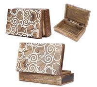 Ajuny Scatola Portaoggetti Decorativa Intagliata a Mano in Legno Bianco e Marrone con Design a Cuore Multiuso Organizer per Ricordi Collane Orologi Regali 8x5 Pollici