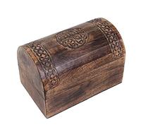 Ajuny Scatola portaoggetti in legno grande portaoggetti porta gioielli multiuso con intagli celtici sul coperchio curvo