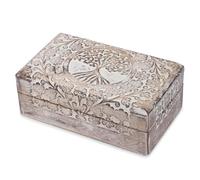 Ajuny Scrigno decorativo intagliato a mano, in legno, 8 x 5 pollici, motivo albero della vita, versatile, utilizzabile come portagioie, ideale come regalo