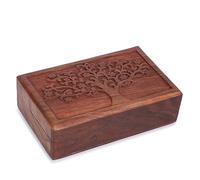 Ajuny Scrigno decorativo intagliato a mano in legno - scatola multiuso per gioielli souvenir orologio box ideale come regalo - marrone 8x5 pollici