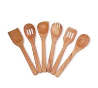 Ajuny Set 6 Cucchiai in Legno con Spatole Antiaderenti per Cucina e Portata
