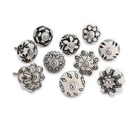Ajuny Set di 30 Pomelli in Ceramica Stampati in Bianco e Nero per Ante di Armadi Cassetti e Maniglie per Mobili da Cucina Bagno Cassettiera Pomelli Decorativi in Fatti a Mano