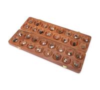 Ajuny Set da Gioco da Tavolo Mancala in legno - Grande Tavolo Pieghevole con Pietre Multicolore Ideale per Serate in Famiglia, Classico Portatile e Divertente per Adulti e Bambini