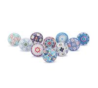 Ajuny Set di 10 Pomelli in Ceramica Blu Stampati Multistrato per Ante di Armadi Cassetti e Mobili da Cucina Cassettiere per Bagni Pomello Decorativi Maniglie Fatti a mano Finitura Lucida