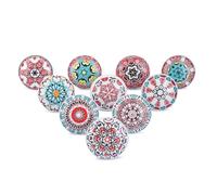 Ajuny Set di 10 Pomelli in Ceramica con Stampa Floreale Rosa per Ante di Armadi Cassetti e mobili Cucina Armadietti del Bagno Pomelli Decorativi in Ceramica Fatti a mano