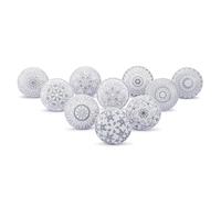 Ajuny Set di 10 Pomelli in Ceramica Stampati Grigi Bianchi per Ante di Armadi, Cassetti e Mobili per da Cucina, Cassettiere per Bagni, Decorativi in C eramica Fatti a mano