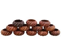 Ajuny Set di 12 anelli decorativi in legno fatti a mano per feste e tavoli