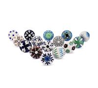 Ajuny Set di 15 Pomelli in Ceramica - Maniglie per Mobili Dipinte a Mano con Motivo Floreale Multicolore, Pomelli Decorativi per Cassetti, Ante, Armadi e Cucine - Fatto a Mano