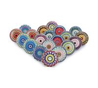 Ajuny Set di 20 Pomelli in Ceramica con Stampa Floreale Multicolore per Cassetti e Ante di Armadi Mobili da Cucina Bagni e Cassettiere Finitura Lucida Pomelli Decorativi in Ceramica
