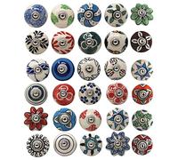 Ajuny Set di 20 Pomelli in Ceramica Manopole Dipinte Multicolore per Mobili da Cucina Mobili da Bagno Cassettiere Maniglie in Ceramica Fatte a mano Maniglie Decorative Finitura Lucida