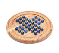 Ajuny Solitaire Classico Gioco da Tavolo Rotondo in Legno con Biglie 9x9 Pollici