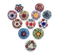Ajuny Vintage Set di 12 Pomelli per Porte in Ceramica Multicolore per Cassettiere Cassetti Armadi Armadietti Pomelli Stampati a mano per Cucina Moderna Camera da Letto e Bagno